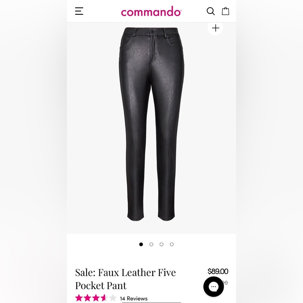 Black Faux Leather Five Pocket Pant